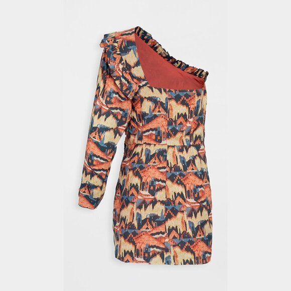 NWT Chufy one sleeve geometric & metallic accents mini dress, M - Picture 8 of 11